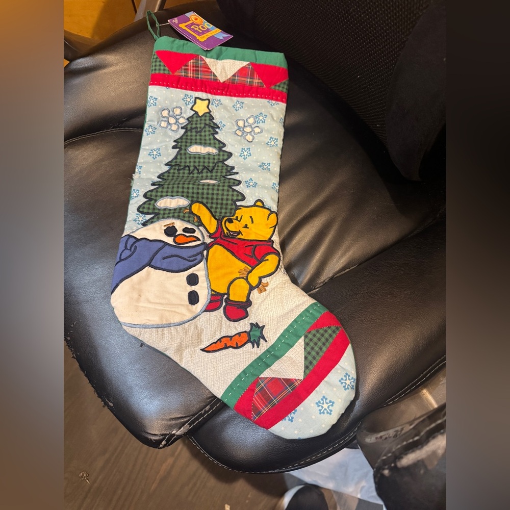 Christmas stocking “Winnie the Pooh!”‎ Needle point. Quilted NWT